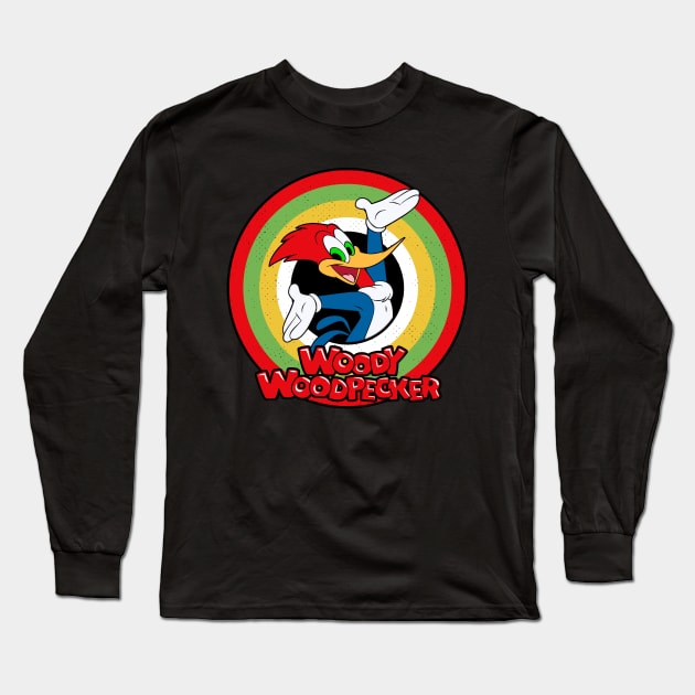 Woody Woodpecker Circle Style Long Sleeve T-Shirt by Gunung Sambojorka